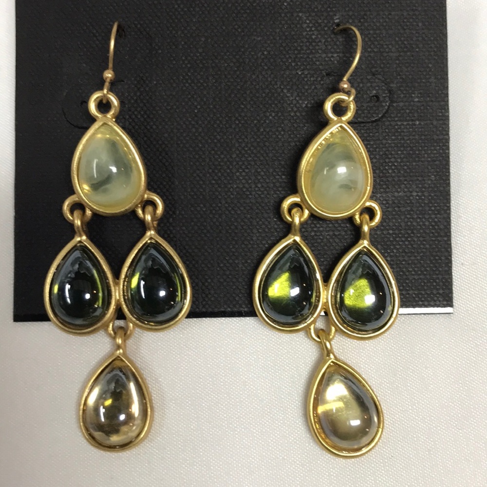 Labradorite Stone Teardrop Gold Earrings. J01006